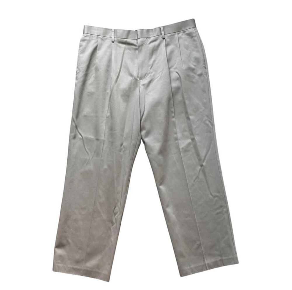 DOCKERS Pants Mens 36x29 Beige Pleated Microfiber Straight Business Casual